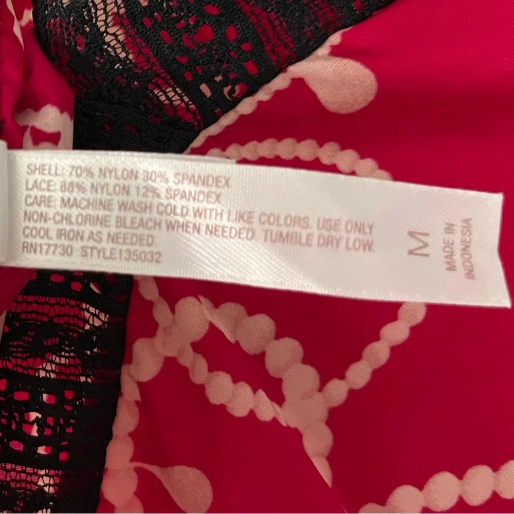 Gilligan & O'Malley Red, White and Black Intimates Sleep Cami, Size Medium
